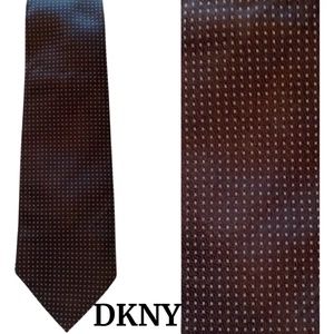 2/35 Donna Karen Black Silk Tie with White Square Dots